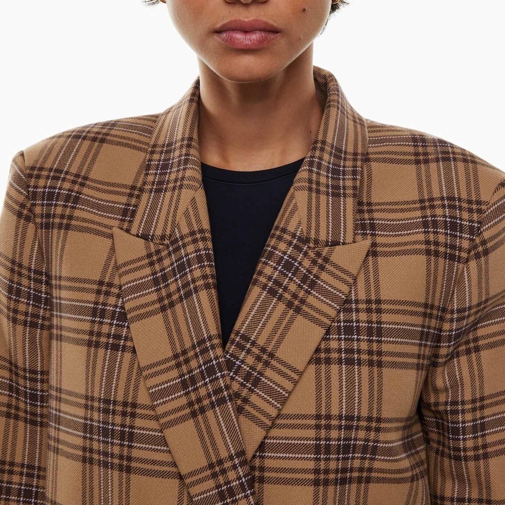New Wilfred Aritzia Cherrelle Blazer Plaid Double-Breasted Check Preppy Chic View 6